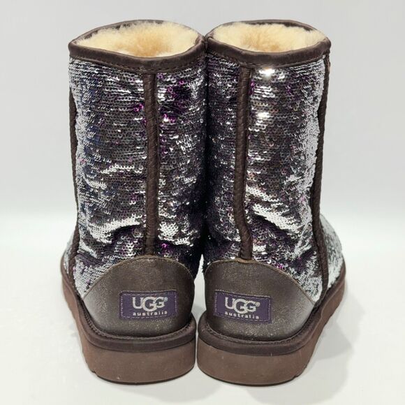 Ugg Australia Sequin Silver Purple Sparkle Winter Boot Women Size 7 Minimal Wear - Picture 4 of 11